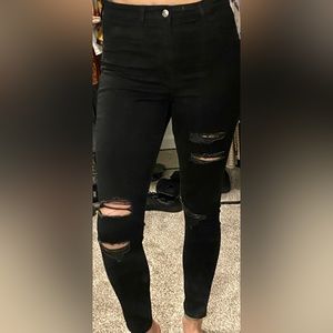 H&M black distressed jeans size 8.